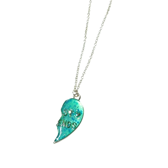 Claire's Silver and Blue Best Friends Necklace - Picture 1 of 9
